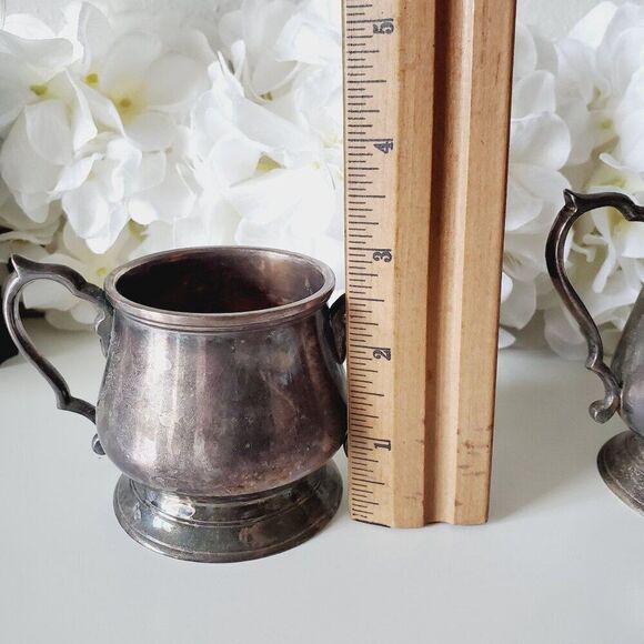 Vintage Victorian Silver Sugar Bowl and Creamer Set Decorative - Picture 4 of 16